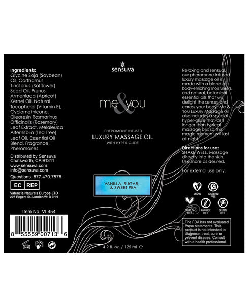 Sensuva ME & YOU Massage Oil Vanilla Sugar Sweet Pea